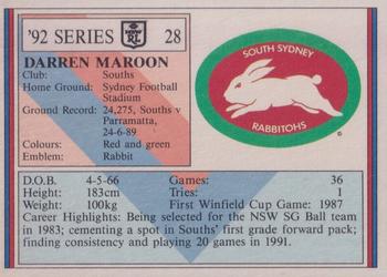 1992 Regina NSW Rugby League #28 Darren Maroon Back